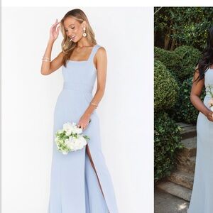Show Me Your MuMu Powder Blue Square-Neck Maxi Dress with Side Slit